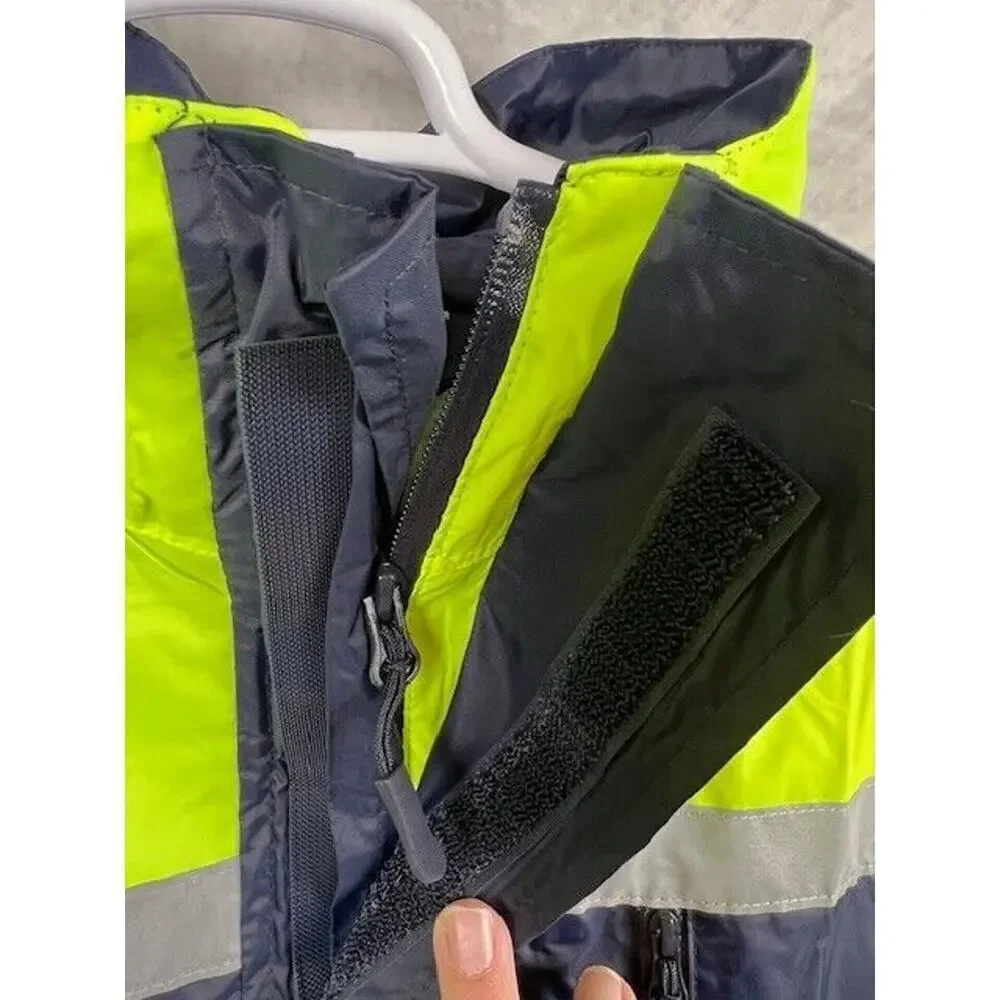 2 PC Yellow Safety RainSuit, Rain Jacket With Hoodie and Pants, Top-S Pants-XS
